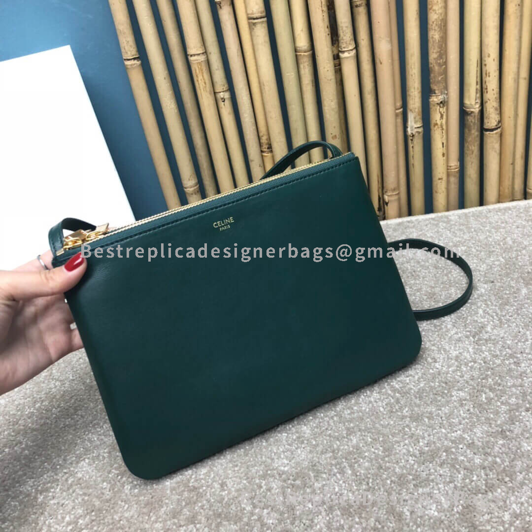 Celine Trio Large Bag In Smooth Amzone Lambskin